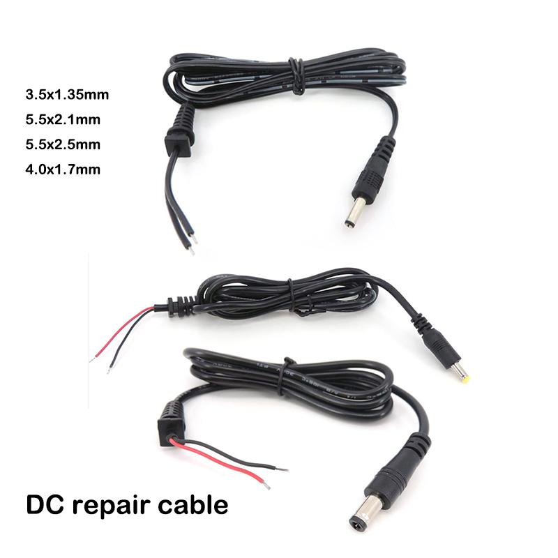 4pcs 100CM 2pin DC Male Power connector Cable Cord Plug 5.5*2.5mm 5.5x.2.1mm 4.0*1.7mm 3.5*1.35mm Adapter repair pigtail wire