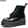 Farbwechselnde grüne Zwei-Wege-Dicke-Sohle Lokomotive Stiefel Frontreißverschluss, Britische Damen Kurzstiefel Locker