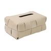 Checkered Tissue Box, with Flip-Open Top, PU Leather Tissue Holder, Stain-Proof Facial Tissue Dispenser, for Bathroom Car Bedroom