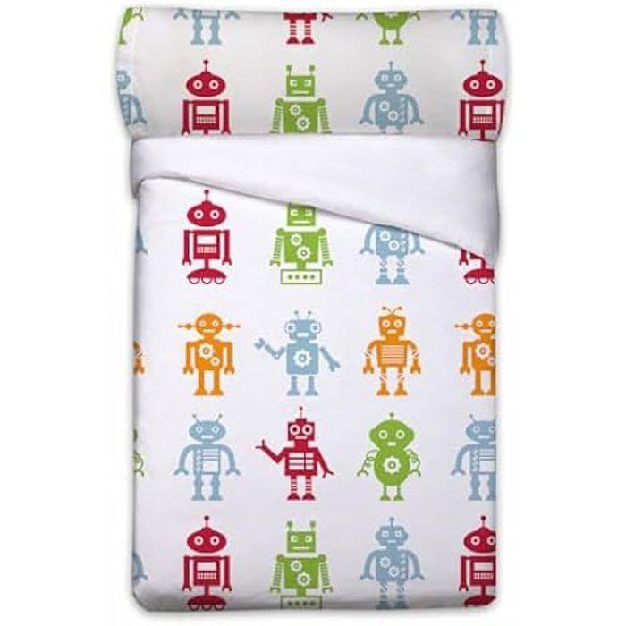 Parure de lit - Pierre Cardin - Robots - 3 pièces - Blanc - Synthétique