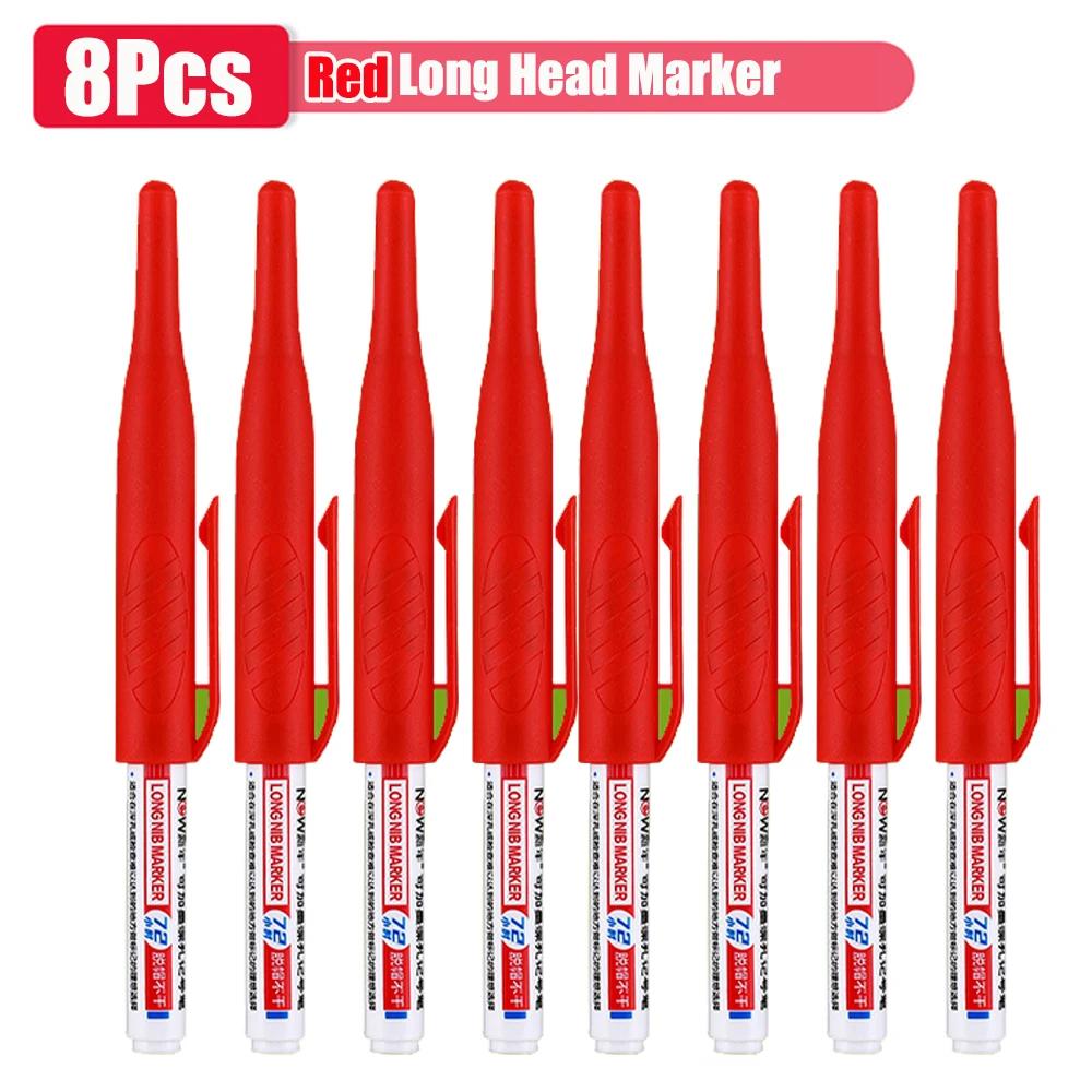1-8pcs 32mm Long Head Markers Pen Multi-purpose for Woodworking Tile Decoration Deep Hole Marker Pens Red/Black/Blue/Green Ink