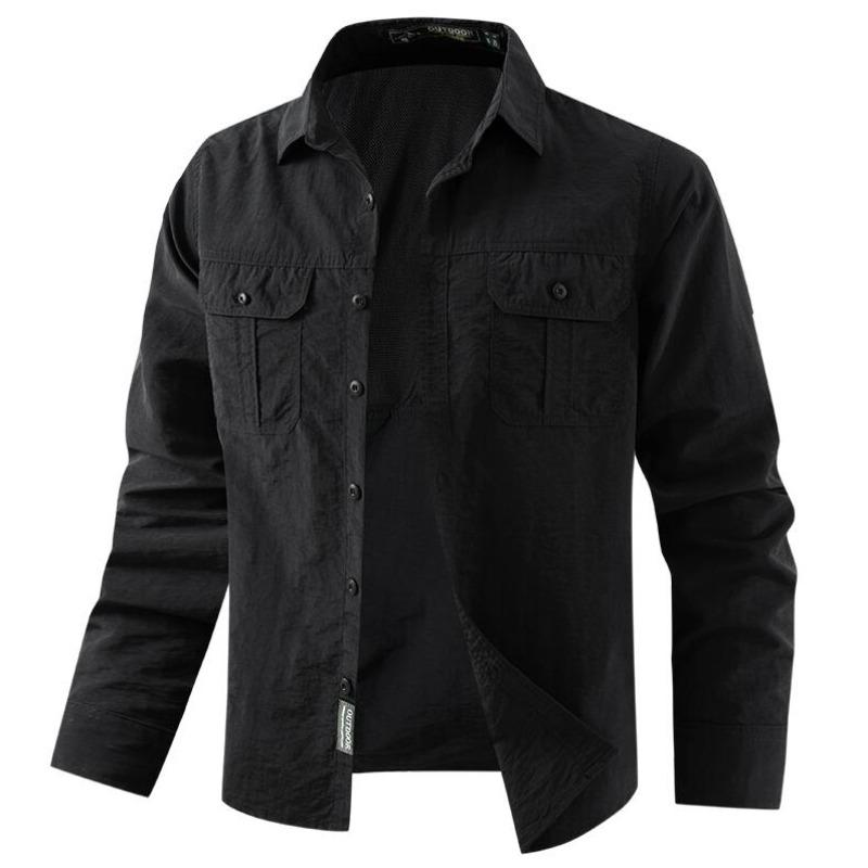 Men Outdoor Thin Breathable Comfortable Cargo Shirts Male Multi Pockets Tooling Shirts Spring Male Mountaineering Shirts