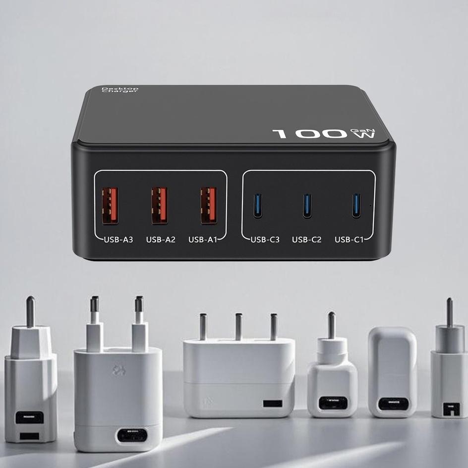 HENGHUAWEI 100W PD Fast Charger Multi-Port USB Digital Display Charging Block for Laptop/MacBook/iPad/iPhone