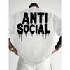 European Sizes Men'S Anti-Social Graphic T-Shirt - a Bold Statement Tee Featuring Distressed White Lettering