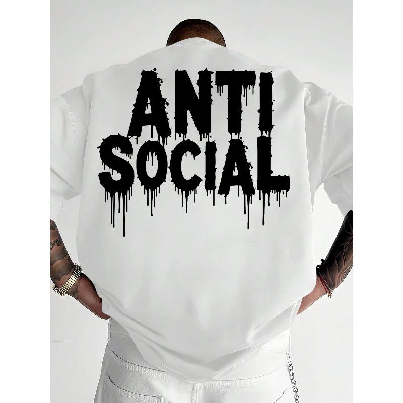 European Sizes Men'S Anti-Social Graphic T-Shirt - a Bold Statement Tee Featuring Distressed White Lettering