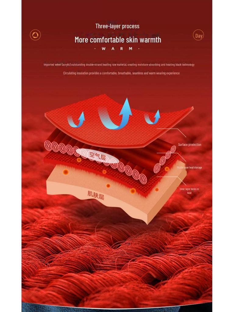 Herr German Velvet Termounderkläder och Pyjamas Set - Höst/Vinter Underställströja och Byxor, Plus Sammetstjocklek