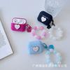 New Apple Silicone Horizontal Stripe Earphone Case Small Fresh Hand Beads + Silicone AirPods Pro1 Love + Hand Beads