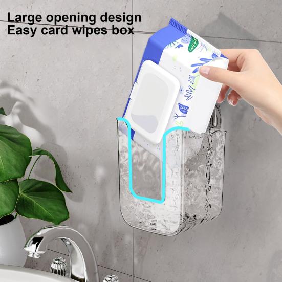 Wall Mount Tissue Box Holder Kitchen Wipes Storage Box Easy To Install Refillable Wipes Container Tissue Holder Dispenser with Suction Cup