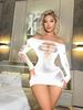 Long Sleeve Hip Wrap Skirt Sex Underwear Mesh Sexy Pajamas Backless Tights
