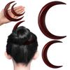 Moon Hairpin: Crescent-Shaped Wooden Hair Fork and Styling Clip, New Chinese Style.