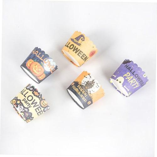 OKUMEYR 150pcs Thick Muffin Cups, Standing Cake Molds with Ghost Decorations, Halloween Cupcake Paper, Halloween Cupcake Wrappers, Gold Paper Cups, Ca