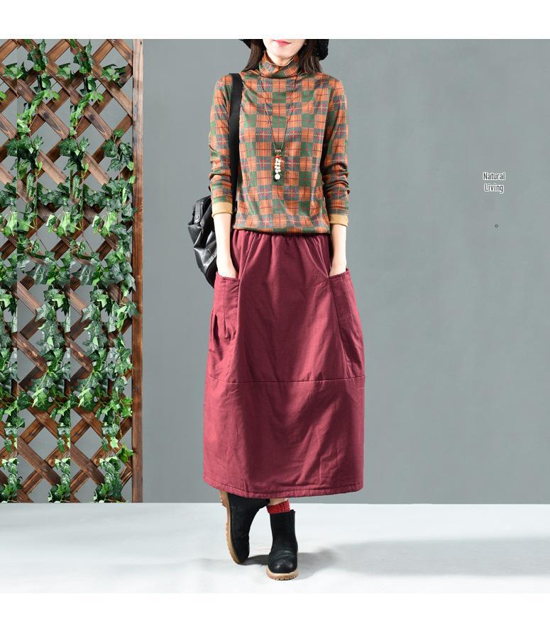 Retro Plus Size Mid-Length A-Line Skirt - Flattering, Versatile, and Artistic Design