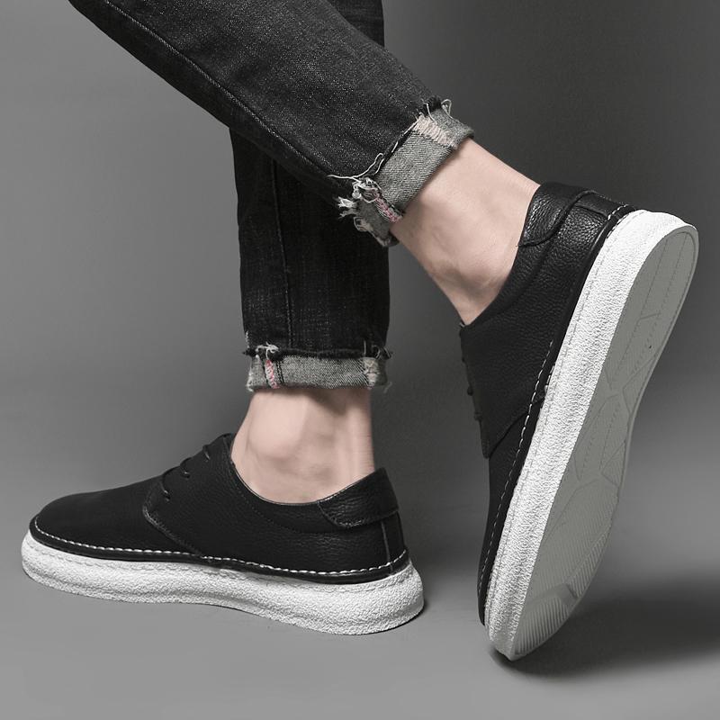 Fashion New Arrival Male Sneakers Genuine Leather Men's Shoes Handmade Dress Shoes Lace-Up Comfy Casual Footwear Leisure Walking Shoes