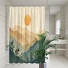 Minimalist Sun & Mountain Shower Curtain - Serene Vintage Design with Geometric Sunrise, Polyester