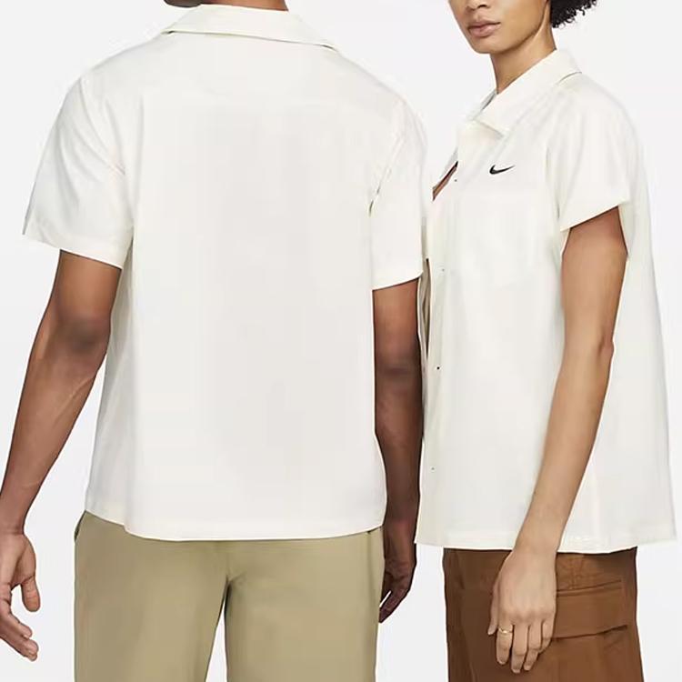 Nike Solid Color Logo Casual Loose Short Sleeve Polo Shirt Men Tops White DV9074-113