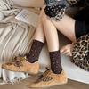 5 Pairs Soft Famale Tube Socks Breathable Mid-Calf Socks Hosiery Leopard Print Socks  Unisex
