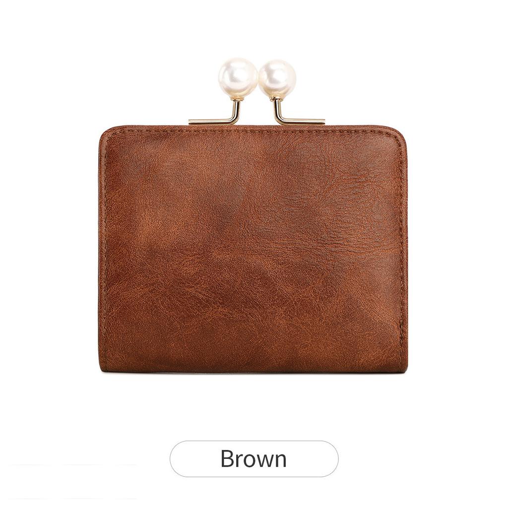 Neue Retro-Damen-Kurzgeldbörse, Perlenclip-Clutch, stilvolle und einfache multifunktionale Geldbörse