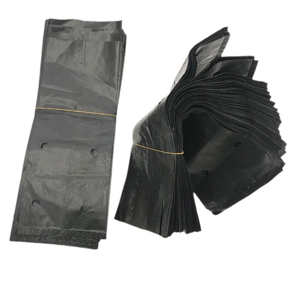 200PCSNursing Growing Bags Pouch Black Plastic Pockets Breathable Garden Cultivation Indoor Outdoor Cultivation Planting Planter