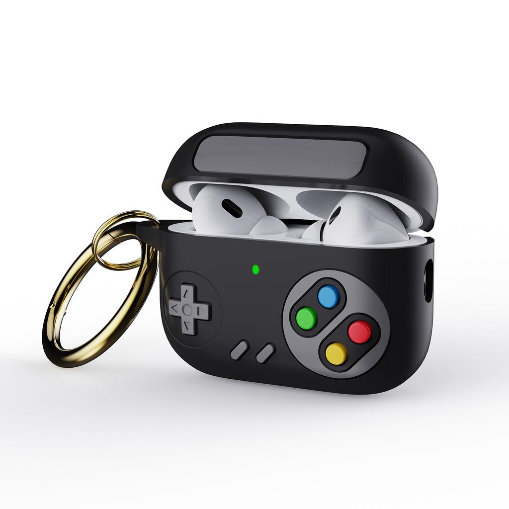 Retro Game Console Silicone Case For Airpods 2 3 4 Pro3 Pro2 Wireless Bluetooth Earphone Cover with Metal Ring