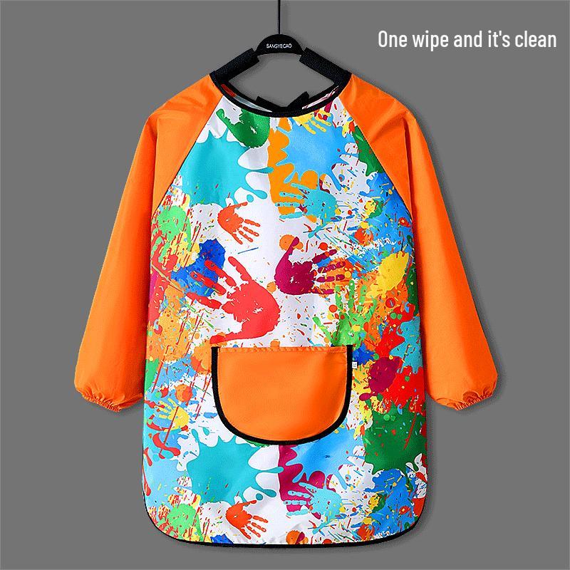 Children's Waterproof Art Smock and Bib for Painting and Eating, Kindergarten-Friendly