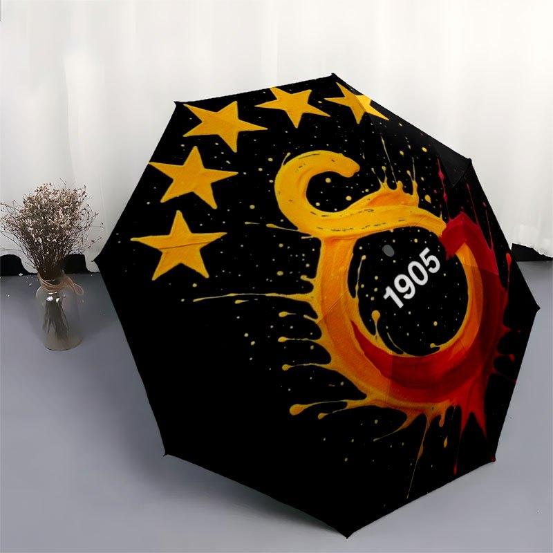 Galatasaray Istanbul Football Club Logo StickerUmbrella with Cute Design,Portable 3-Fold Compact Umbrella for Men&Women,Valentine's Day Moth