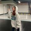 Women Long Sleeve Hooded V Neck Loose Pullovers Female Tops Solid Color Sweatshirts