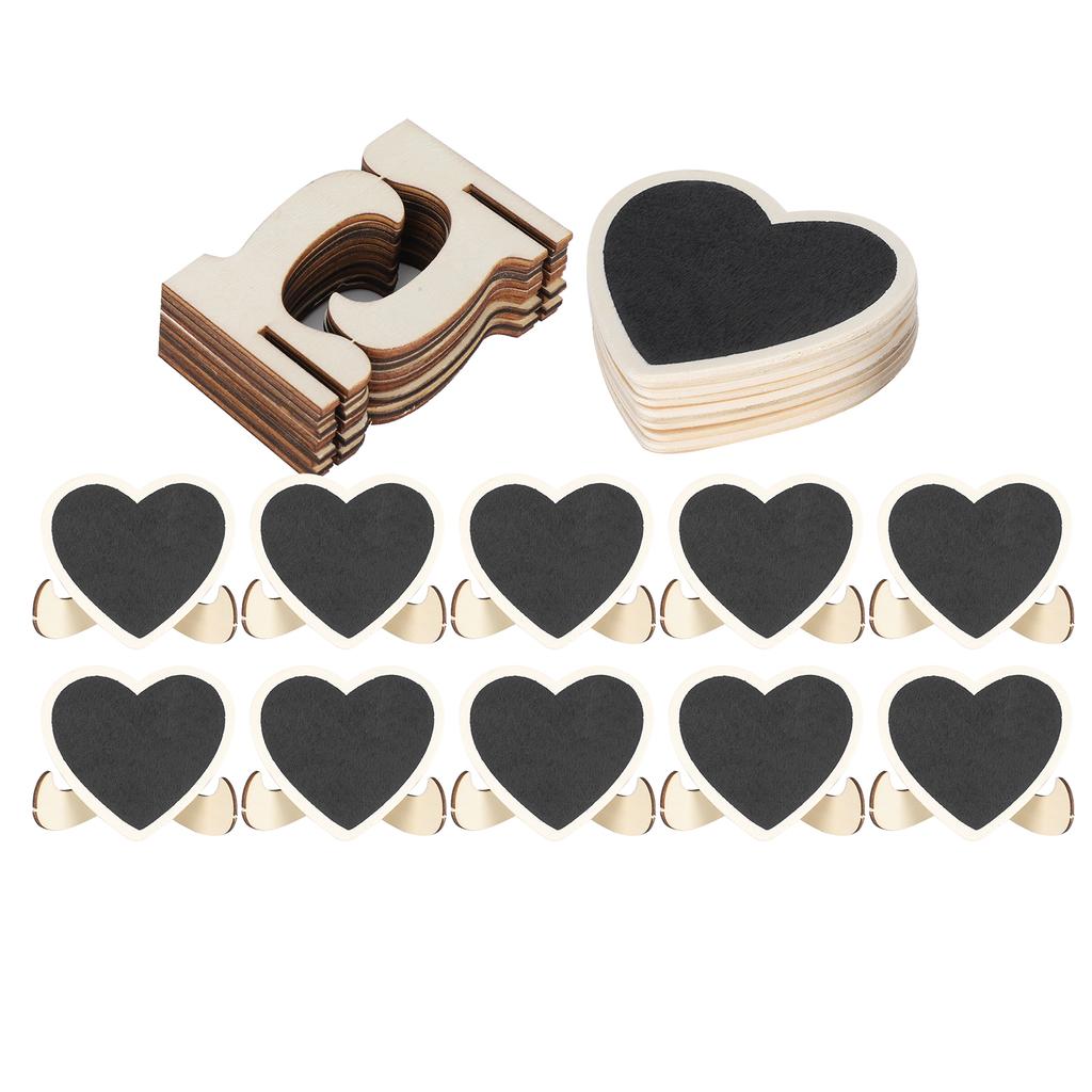2 Set Wood Mini Chalkboard Signs Card Place Blackboard Wedding Heart Shaped Tabletop Decoration