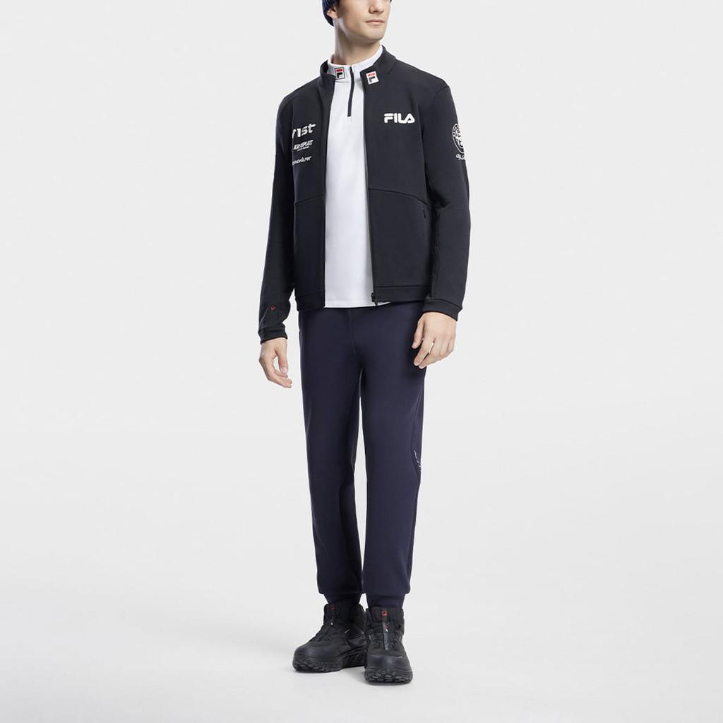 New FILA Knitted Fabric Jacket Men's Pitch Black A11M346502F-BK