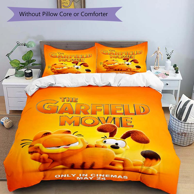 

3pcs The Garfield Movie Bedding Set Includes Comfortable Bedding with Stylish Design for Bedroom, H093 135x200cm