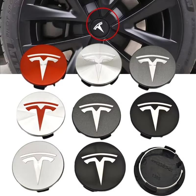 4 Stück/Set ABS 56mm Tesla Original Auto Radnabenkappen Logo Emblem Für Tesla Model 3 Y S X Felgen Radnabenabdeckungen Kappen Abzeichen Zubehör
