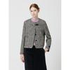 Round Neck Buckle Decor Tweed Jacket C254msf038