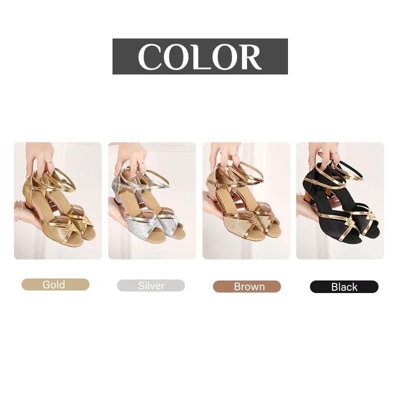 2025 Latin Dance Shoes for Women/Ladies Ballroom Tango Salsa Middle Heeled Indoor Dancing Shoes PU Latin Shoes 4colors
