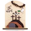 Easter Decorations He Is Risen 3D Wood Plaque Shelf Desk Tabletop Ornament Decor