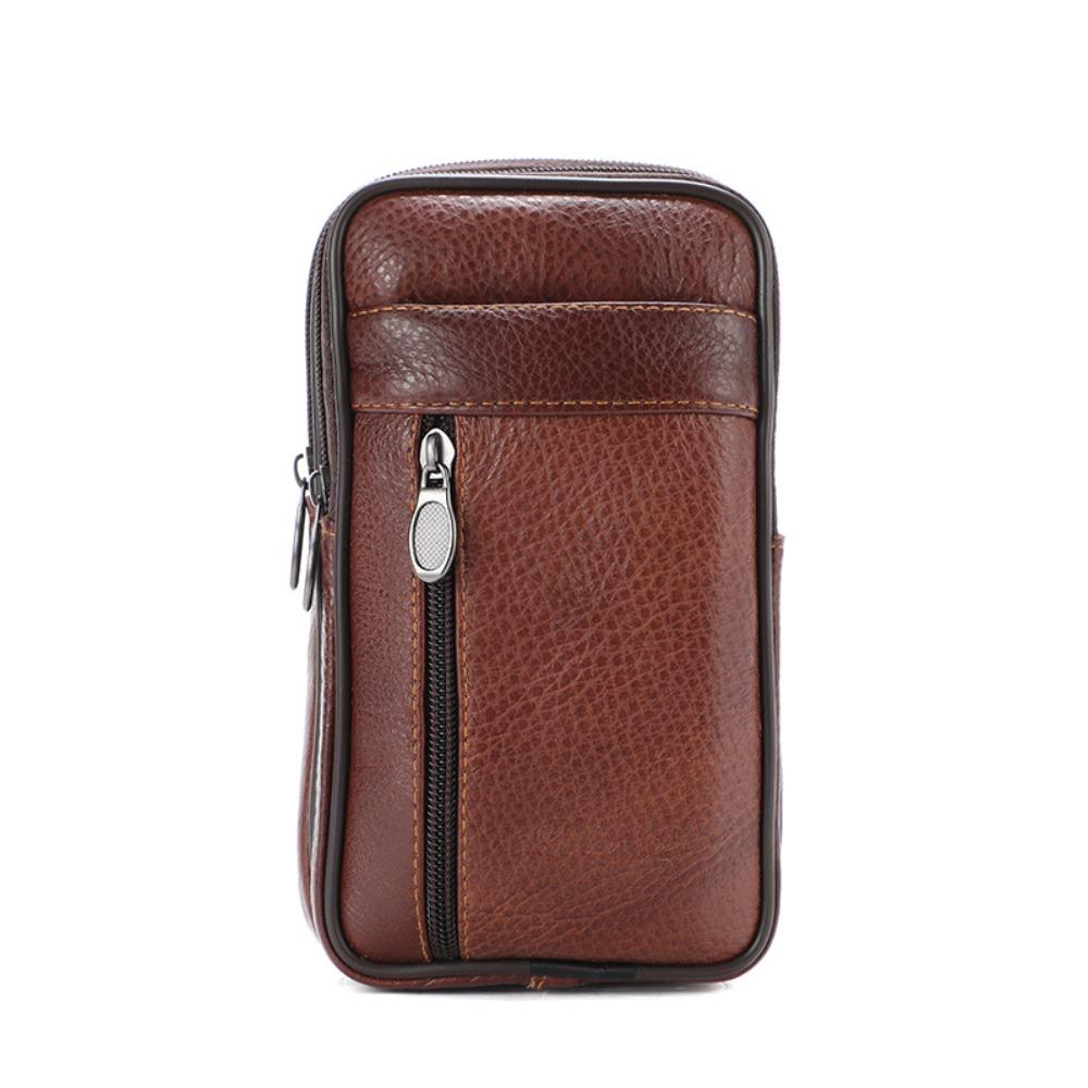 

Чехол-клипса для телефона большой вместимости, многослойный чехол-подсумок для телефона на ремень, подарок для отца коричневый