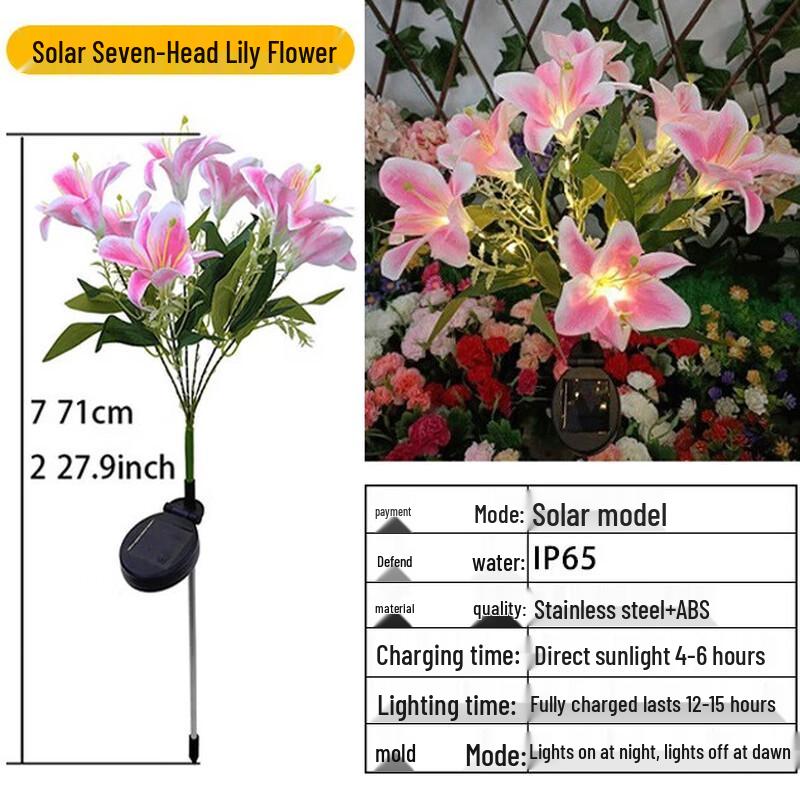 Solar Powered LED Lily Flower Garden Light