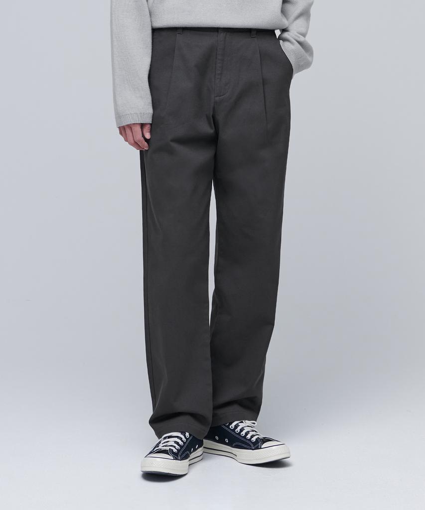 MUSINSA STANDARD One-Pleat Regular Fit Chino Pants [Dark Gray]