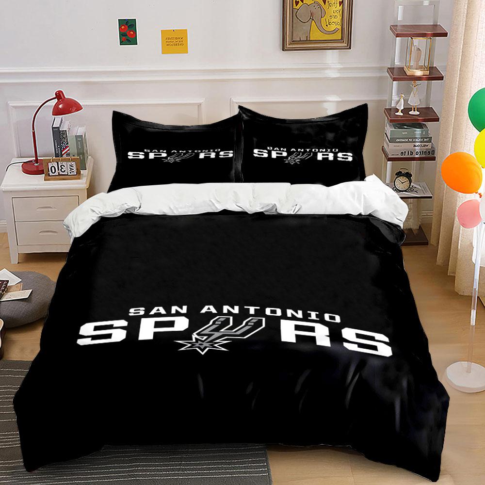 San Antonio Spurs Logo Design Print Bedding Set Duvet Cover Pillowcases (1* Duvet Cover 2* Pillowcases Do Not Include Comforter)
