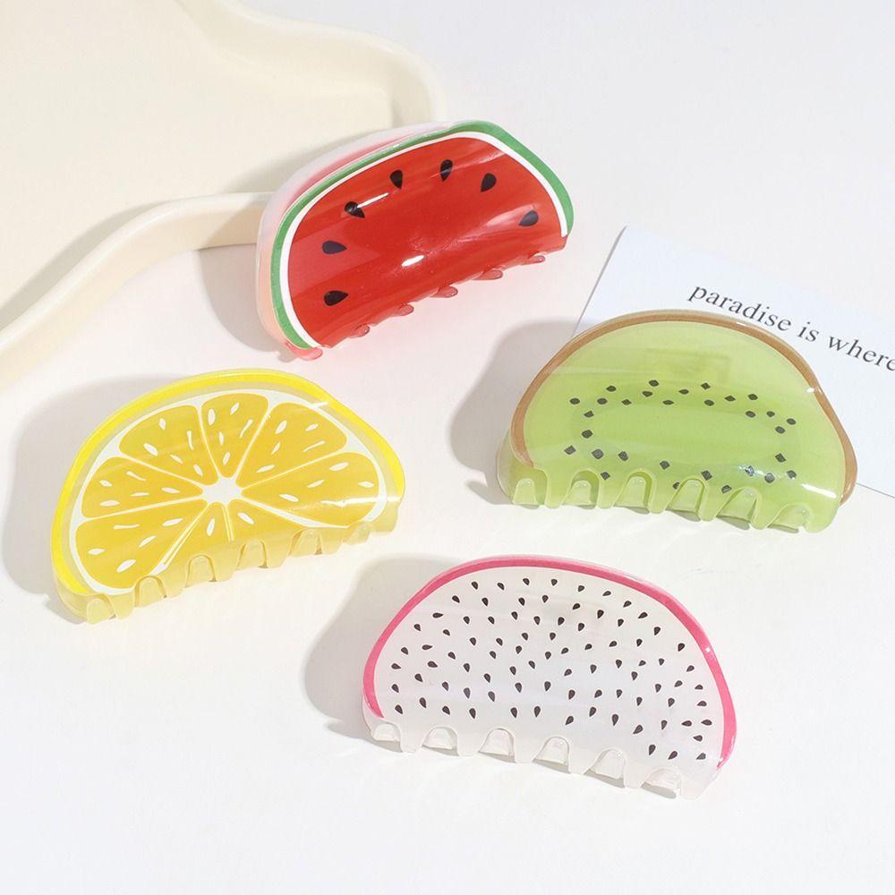Srawberry Orange Hairgrips Kiwifruit Watermelon Fruits Hair Claw Korean Hair Clips Women Shark Clip