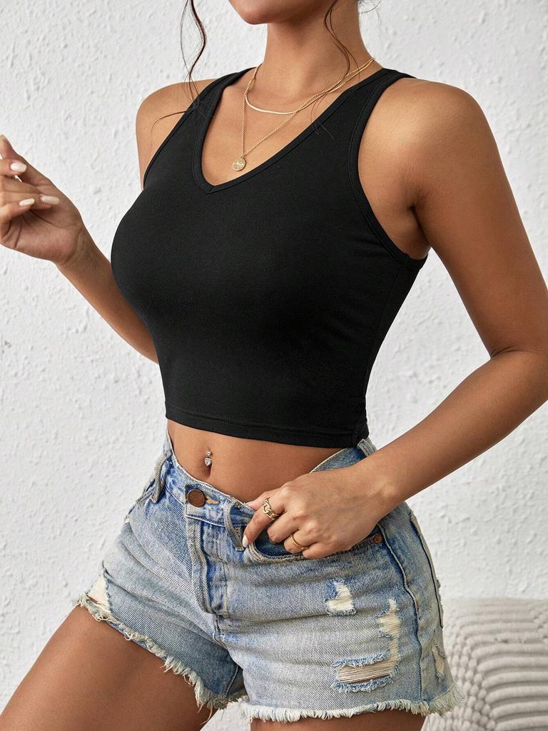Black Sleeveless Halter Top Women's Summer Back Bow Strap Sexy Slim Vest Big Halter Top