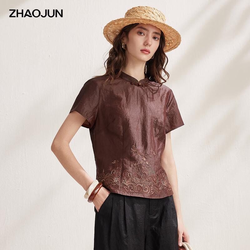 Zhaojun Mulberry Silk New Chinese Embroidered Blouse 2XL