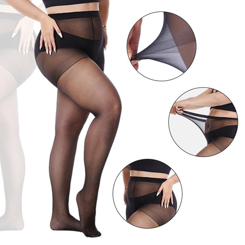 Large Plus Size Ultra-Thin 15D Black Tights Stockings Stretchy White Silk Slim Pantyhose Sock For Women Office Night Club Wear