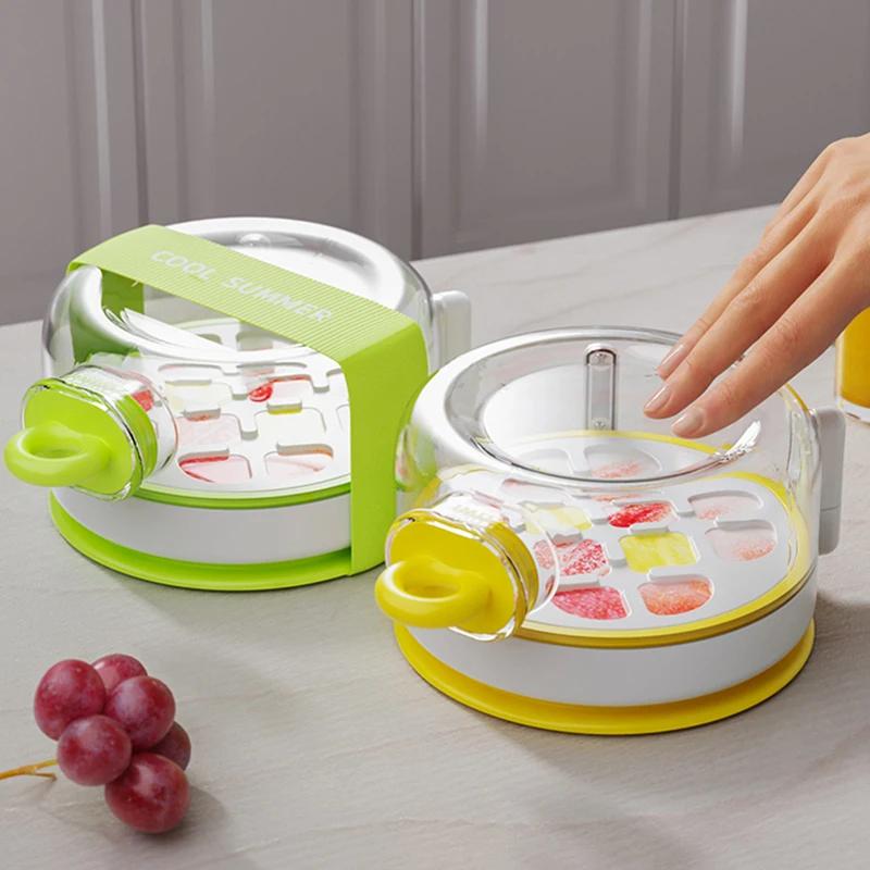 Creative Ice Cube Mold with Straps Straws Ice Maker Portable Plastic Ice Cup Kettle Outdoor Fitness Drink Bottle Ice Cube Tray