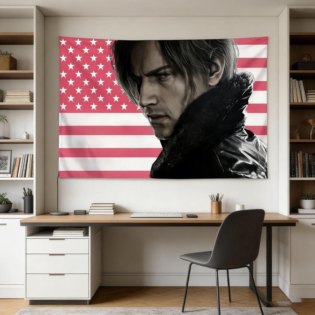 1pc R-Resident E-Evil Leon Kennedys Tapestry Wall Hanging Decor for Bedroom Dorm Party Aesthetic Wall Art Great Gift For Friend