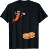 Hotdog Freedom Dive Funny Uncle Sam Hot Dog Jumping Into Bun T-Shirt