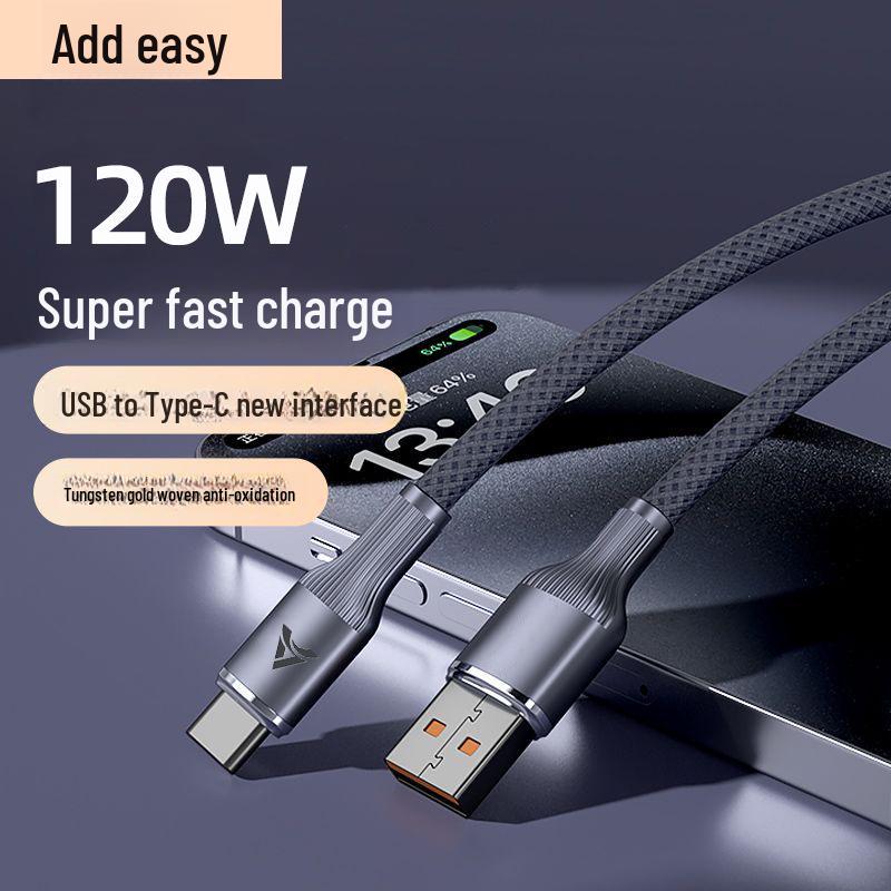 

3m Braided 120W Fast Charging Type-C Cable for Huawei Honor 6A 1m Orange