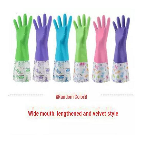 Women's Winter Kitchen Gloves: Thick Rubber, Velvet-Lined for Dishwashing and Laundry