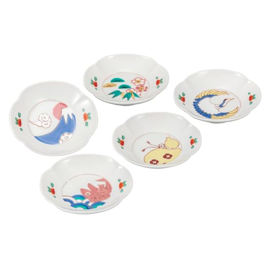 Kutani Ware "Iwataya" 3.5-inch Plates Set, Lucky Charm, K8-52