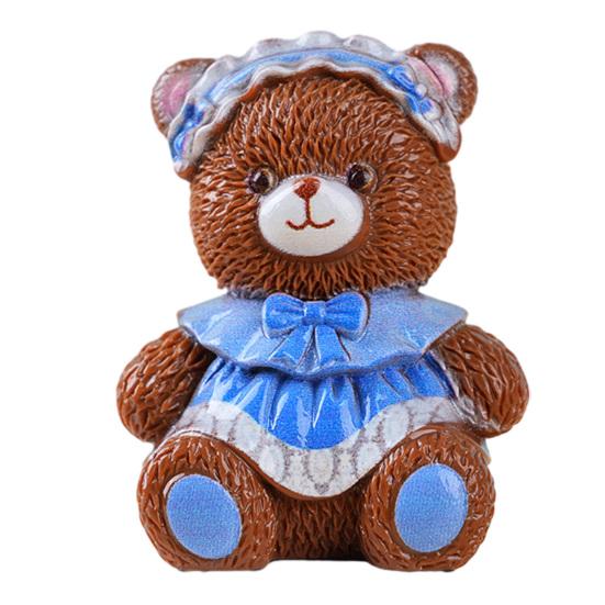 Mini Cartoon Bear Figurine Tiny Resin Bear Figures with Dress Cute Cake Toppers for DIY Crafts Dollhouse Fairy Garden Micro Landscape Decor