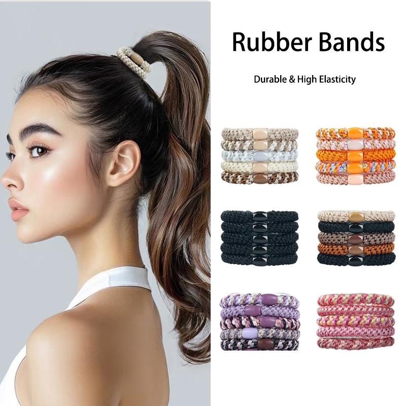 5pcs/set Hair Ties Colorful Twisted Knitted Rubber Bands Basic Elastic Hair Band Durable Ponytail Holder Women Hair Accessories