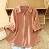 Women S Loose Short Sleeve V Neck Linen Cotton Blend Shirt Summer